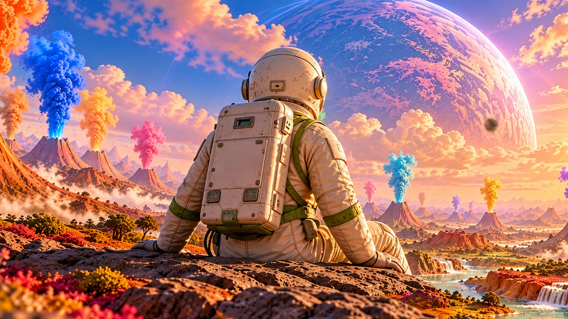 Astronauta Belong contemplando el cosmos